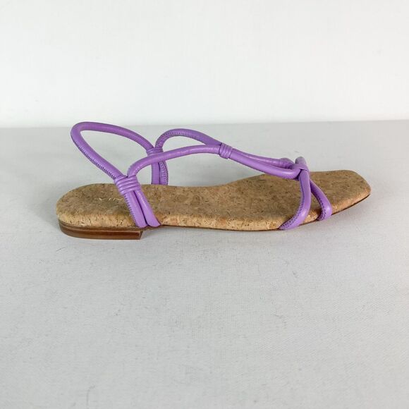 Vince NWOB Women's Hazen Womens Leather Flats T-Strap Sandals Purple Size 6M - Picture 1 of 9